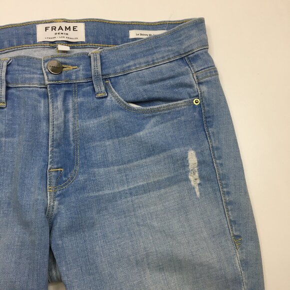 FRAME Denim 5 Pocket Echo Park Wash Le Skinny De Jeanne Distressed Jeans - Picture 7 of 12